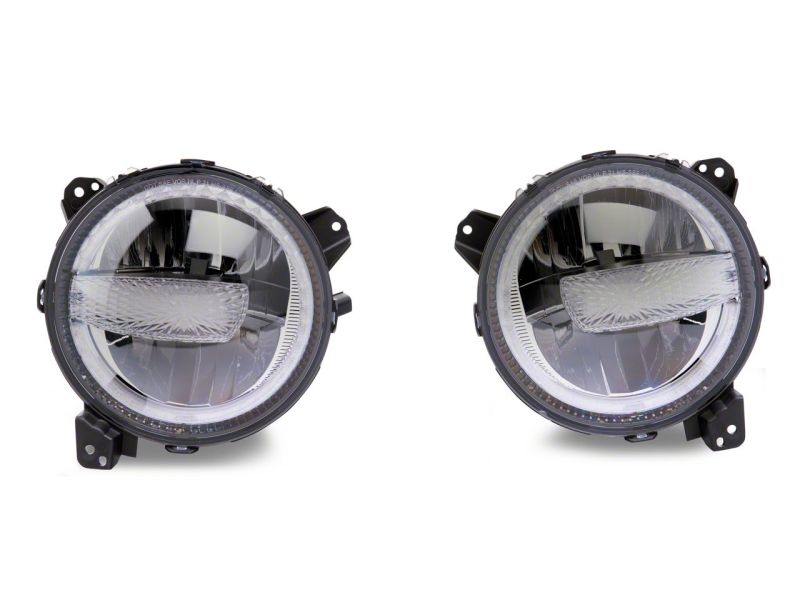 Raxiom 18-23 Jeep Wrangler JL Axial Series 9-In LED Headlights- Blk Housing (Clear Lens) J164371 J164371 Photo - Close Up