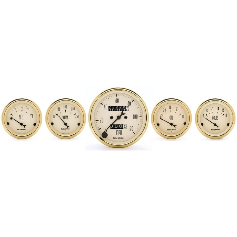 Autometer Gauge Kit, 5 pc., 3 1/8" & 2 1/16", Mech. Speedometer, Golden Oldies 1501 Photo - Primary