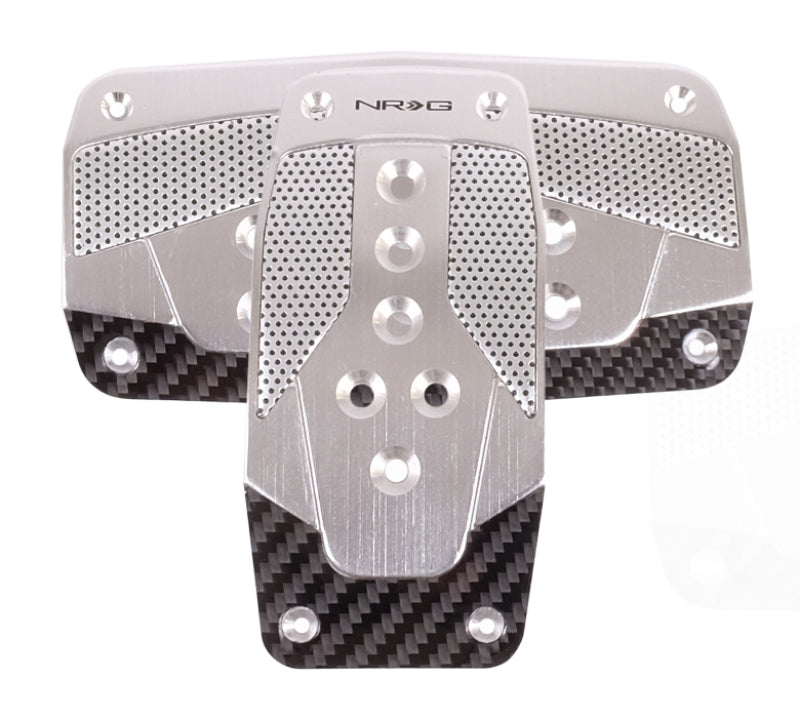 NRG Aluminum Sport Pedals Auto Trans Style Silver w/ Black Carbon PDL-450SL Photo - Primary