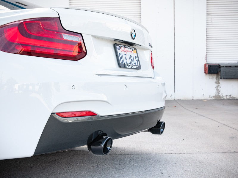 aFe MACHForce XP 3in to 2.5in 304 SS Axle-Back Exhaust w/ Black Tips 14-16 BMW M235i 49-36348-B 49-36348-B Photo - Mounted
