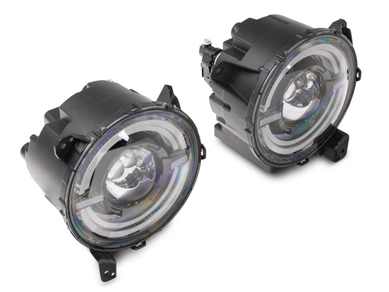 Raxiom 18-23 Jeep Wrangler JL Axial Series 9-In LED Angel Eye Headlights- Blk Housing (Clear Lens) J167045 J167045 Photo - Close Up
