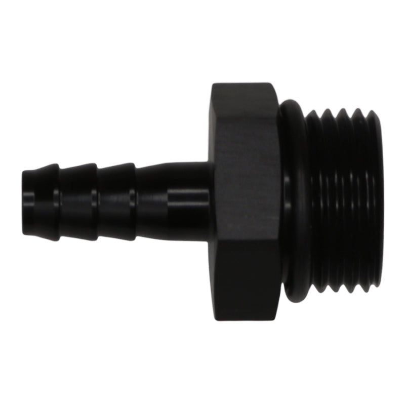 DeatschWerks 10AN ORB Male to 5/16in Male Triple Barb Fitting (Incl O-Ring) - Anodized Matte Black 6-02-0516-B 6-02-0516-B Photo - Primary
