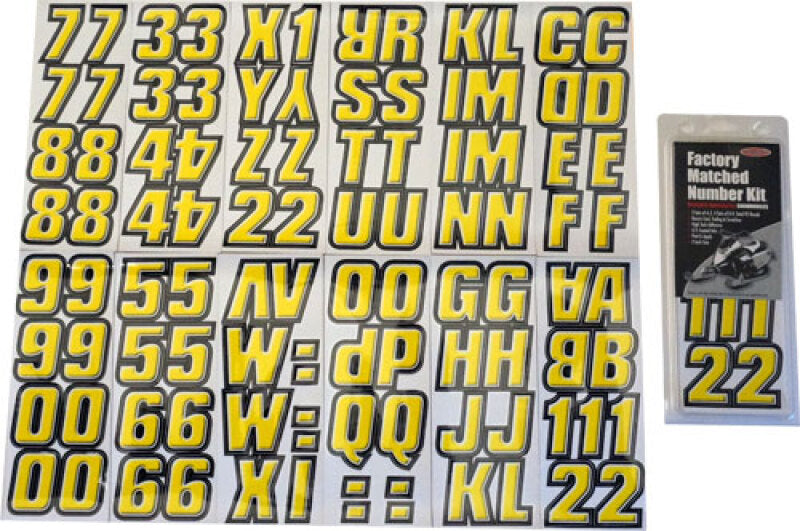 Hardline Snowmobile Lettering Registration Kit 2 in. - 500 Yellow/Black YEBLK500 YEBLK500 Photo - Primary