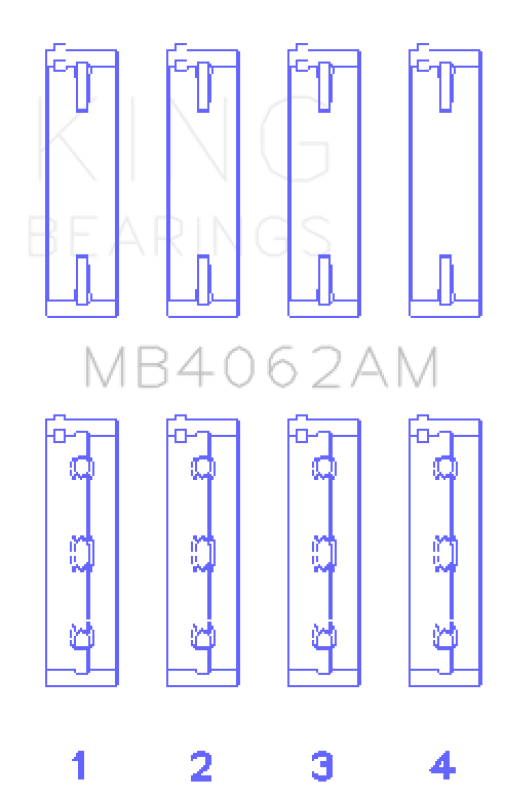 King Honda / Acura C32A1/C32A6/C35A1 Crankshaft Main Bearing Set (Set of 4) MB4062AM MB4062AM Photo - Primary