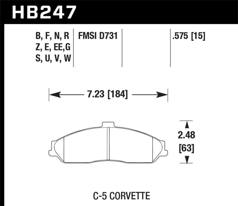 Hawk Blue 9012 Brake Pads Front Cadillac XLR Base 2004-2008 HB247E.575 Photo - Primary