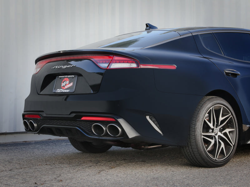 aFe Gemini XV 3in to Dual 2-1/2in 304 SS Cat-Back Exhaust w/ Cut-Out 18-21 Kia Stinger L4-2.0L (t) 49-37034 49-37034 Photo - Mounted