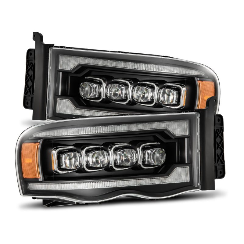 AlphaRex 02-05 Dodge Ram 1500 NOVA LED Proj Headlights Plank Style Blk w/Activ Light/Seq Signal 880564 880564 Photo - Primary