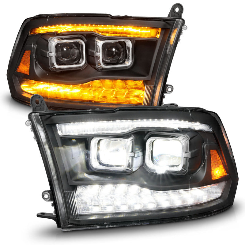 ANZO 09-18 Dodge Ram 1500/2500/3500 Full LED Proj Headlights w/Switchback Light Bar - Black 111595 111595 User 1