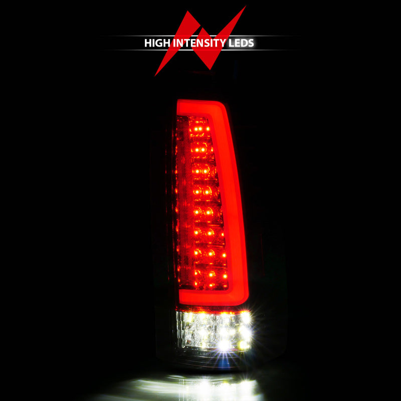 ANZO 88-99 Chevy C/K1500/2500/3500 Full LED Light Tube Taillights Chrome Housing Red/Clear Lens 311484 311484 Photo - Unmounted