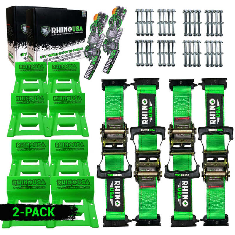 Rhino USA Utv Wheel Chock Tie-Down Kit (4-Wheel Kit) (Green) RNO-CHOCKSET-2PK RNO-CHOCKSET-2PK Photo - Primary