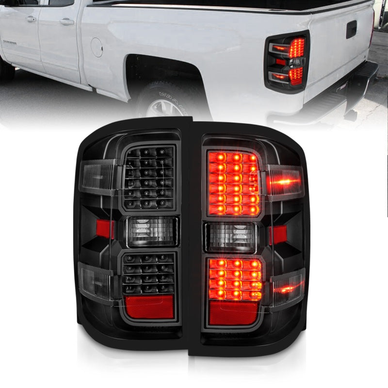 ANZO 15-19 Chevy Silverado 2500HD/3500HD (Factory Halogen Only) LED Tail Lights Black w/Clear Lens 311423 311423 Photo - Primary