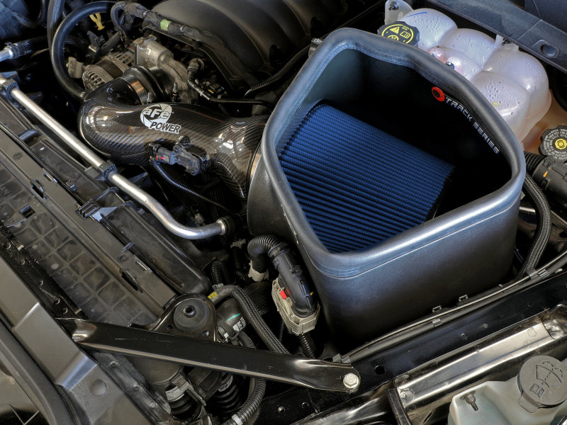 aFe 19-20 GM Trucks 5.3L/6.2L Track Series Carbon Fiber Cold Air Intake System With Pro 5R Filters 57-10015R 57-10015R Photo - Mounted