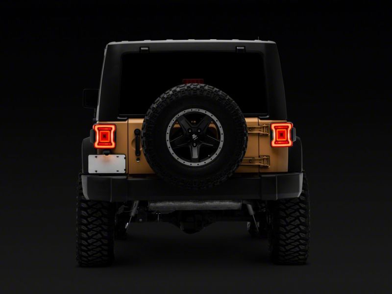 Raxiom 07-18 Jeep Wrangler JK Axial Series JL Style LED Tail Lights- BlkHousing- Red Lens J164242 J164242 Photo - Close Up