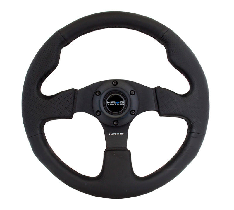 NRG Reinforced Steering Whee-Leather Steering Wheel 320mm w/ Black Stitch RST-012R Photo - Primary