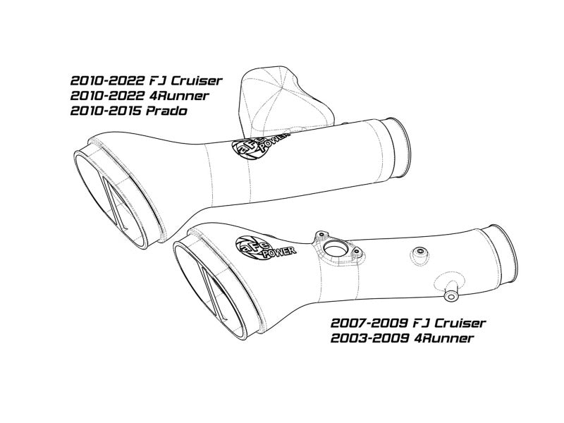 aFe Momentum GT Cold Air Intake System w/ Pro DRY S Filter Toyota FJ Cruiser 07-21 V6-4.0L 50-70095D 50-70095D Technical Drawing