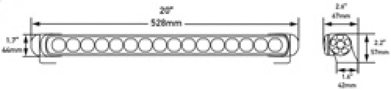 Hella LED Lamp Light Bar 9-33V 470/19in DRV MV ECE 958130112 Technical Drawing