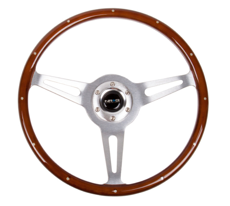 NRG Classic Wood Grain Steering Wheel (365mm) Wood w/Metal Inserts & Brushed Alum. 3-Spoke Center ST-380SL ST-380SL Photo - Primary
