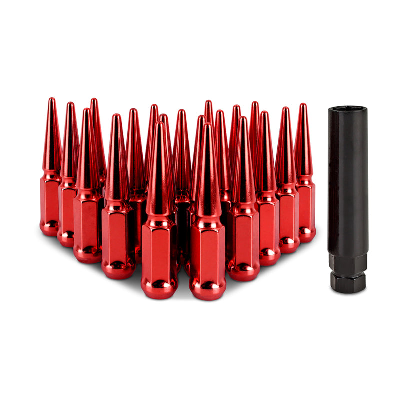 Mishimoto Steel Spiked Lug Nuts M12x1.5 20pc Set - Red MMLG-SP1215-20RD MMLG-SP1215-20RD Photo - Primary