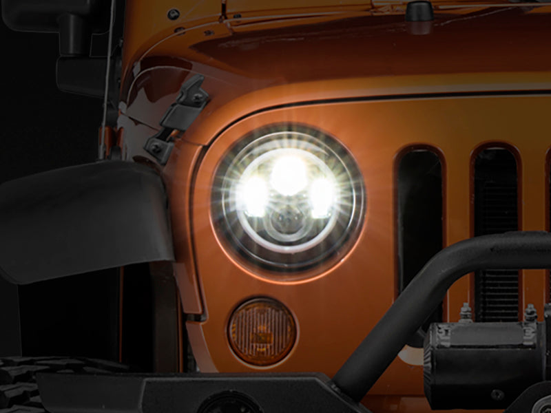 Raxiom 97-18 Jeep Wrangler TJ/JK Axial Halo Headlights w/ DRL Amber Signals- Blk Hsng (Clear Lens) J108037 J108037 Photo - Primary