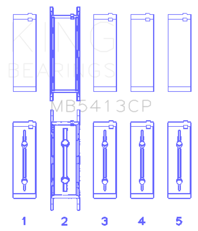 King Opel LNF / LSJ / L42/61 / Z22SE Crankshaft Main Bearing Set (Set of 5) MB5413CP MB5413CP Photo - Primary