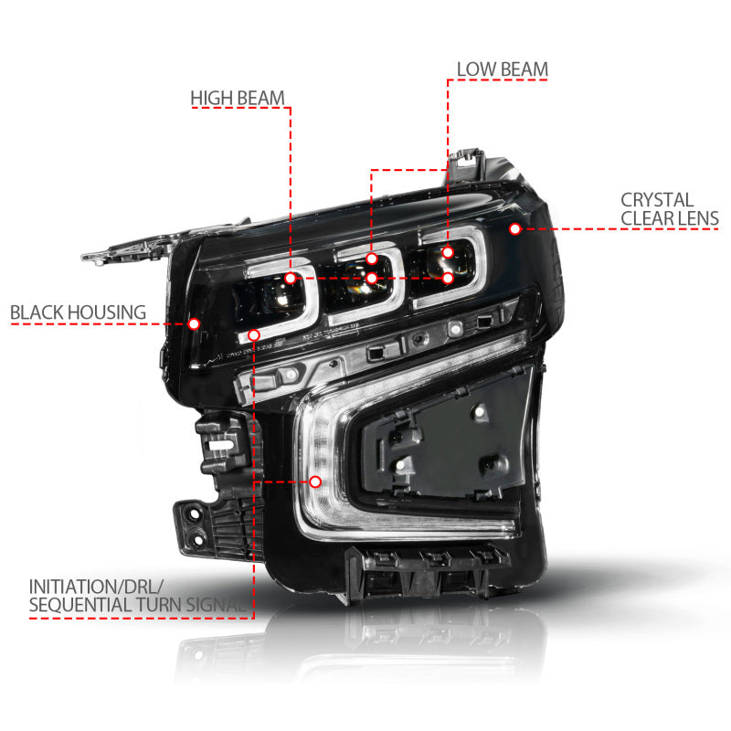 ANZO 21-23 Chevy Tahoe/Suburban LED Light Bar Style Headlights Black w/ Squential DRL (Left Side) 111636X-L 111636X-L User 1