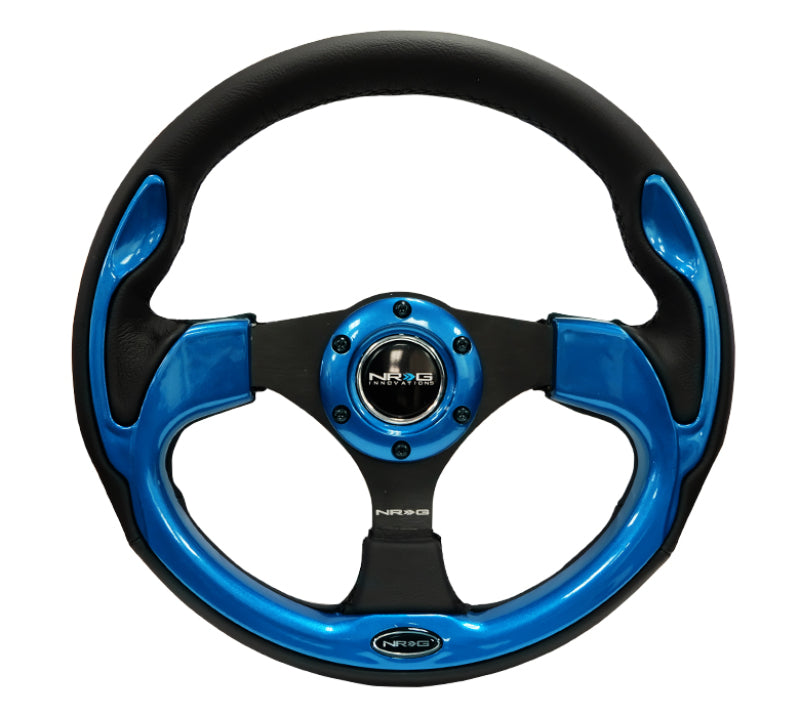 NRG Reinforced Steering Wheel- 320mm Sport Steering Wheel w/ Blue Trim RST-001BL Photo - Primary