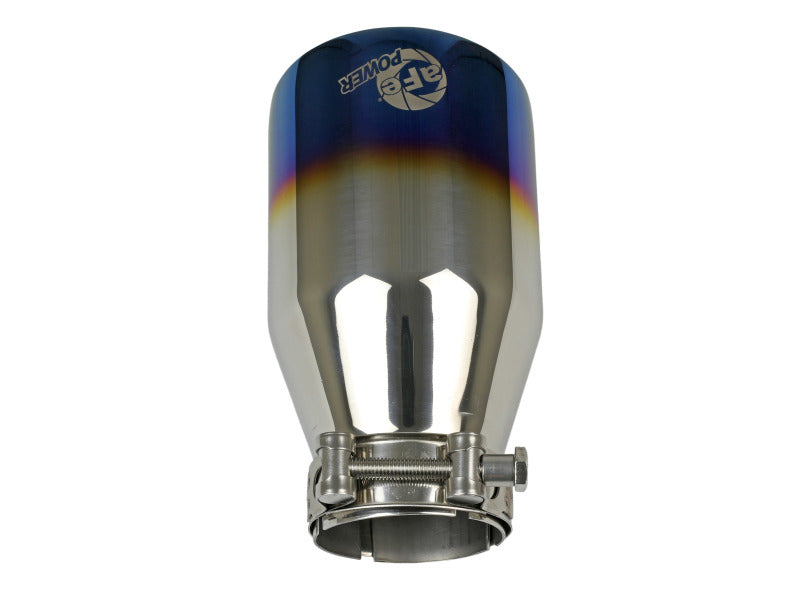 aFe Mach Force XP 304 Stainless Steel Clamp-On Exhaust Tip 2.5in Inlet / 4in Outlet - Blue Flame 49T25404-L071 49T25404-L071 Photo - Unmounted
