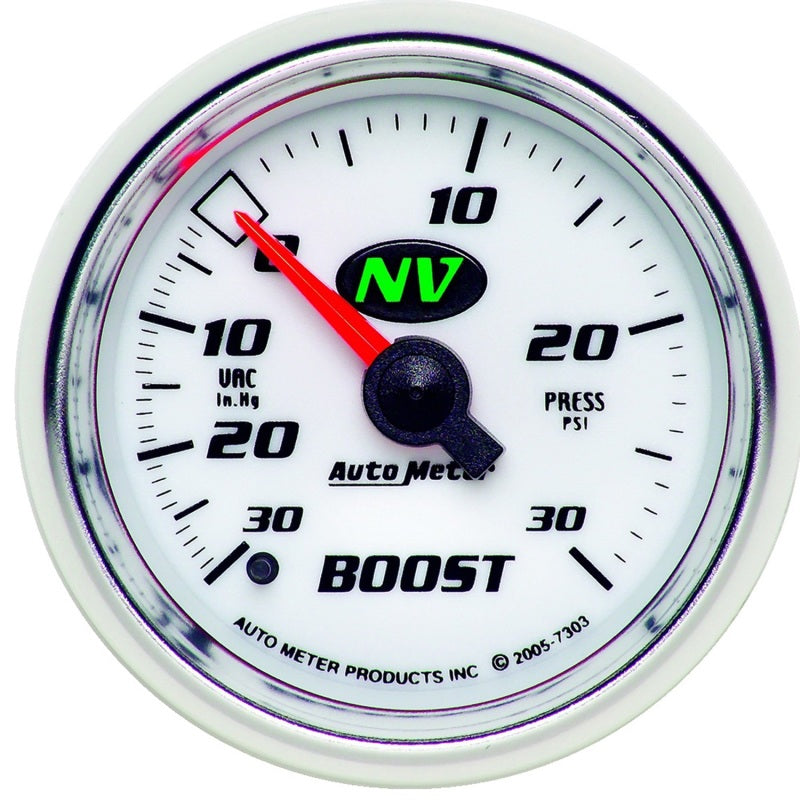 Autometer Gauge, Vac/Boost, 2 1/16", 30inHg-30psi, Mechanical, NV 7303 Photo - Primary