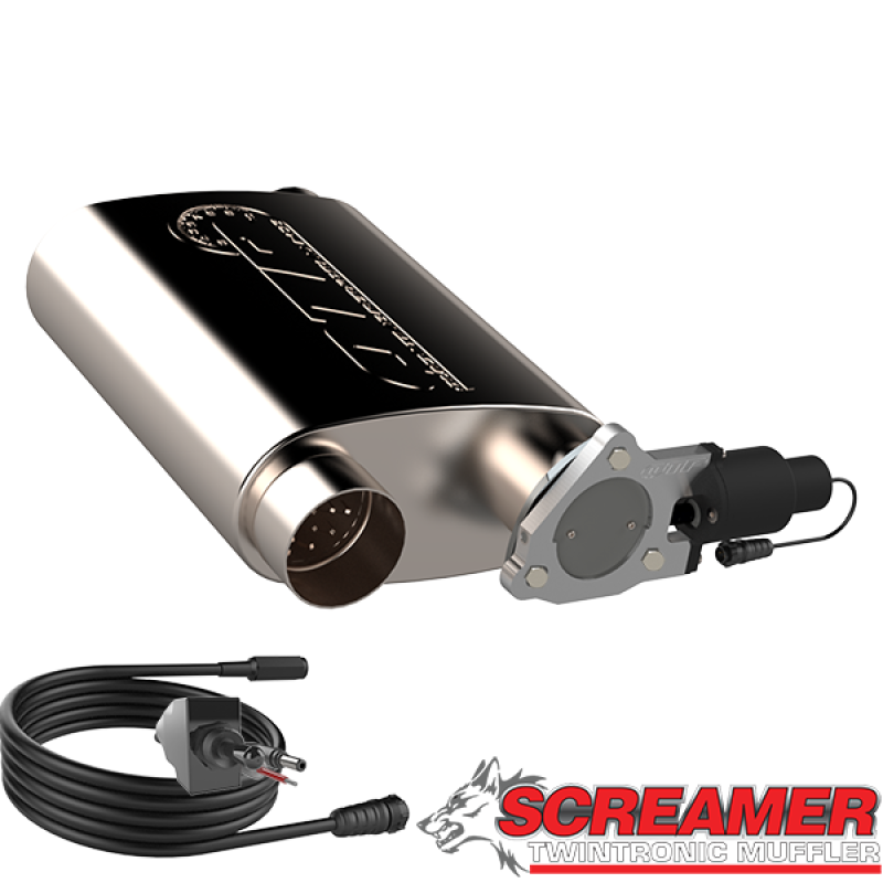 QTP 3in Weld-On 304SS Screamer Muffler w/Bolt-On QTEC Electric Cutout 13300C 13300C Photo - Primary