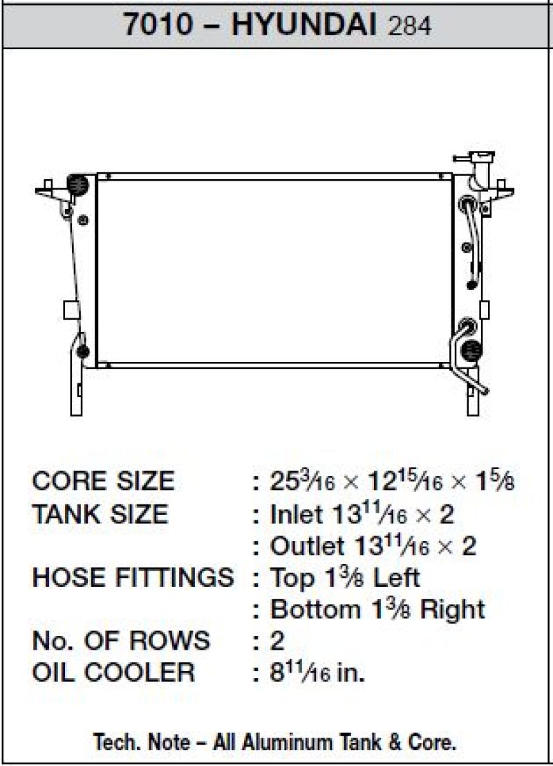 CSF 10-12 Hyundai Genesis Radiator 7010 7010 Technical Drawing