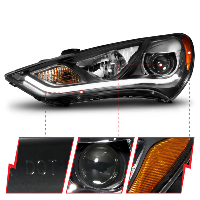Anzo 2013-2015 Hyundai Genesis Projector Headlights w/ Plank Style Design B 121511 Photo - Unmounted