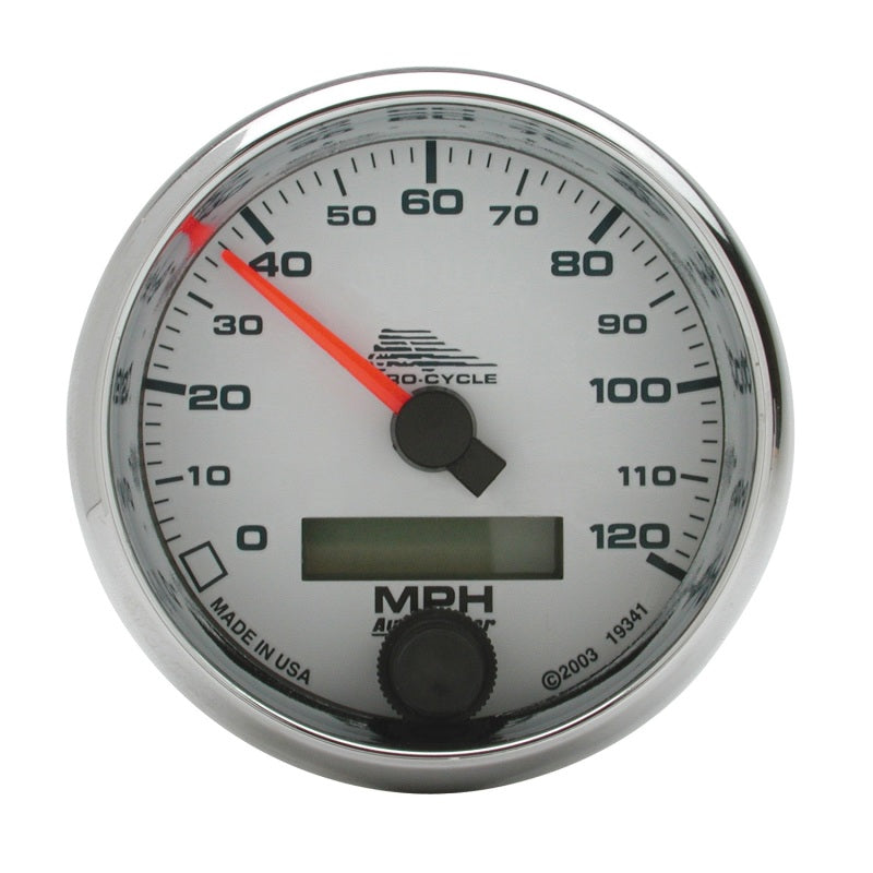 Autometer Pro-Cycle Gauge Speedo 2 5/8in 120 Mph Elec White 19341 19341 Photo - Primary