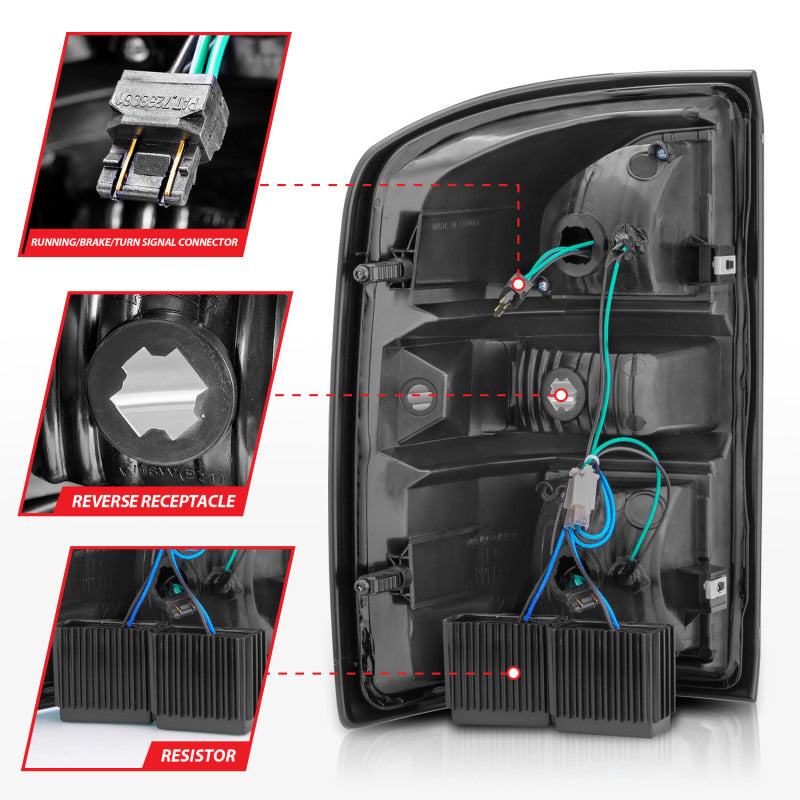 ANZO 2014-2018 GMC Sierra LED Tail Lights Black Housing Clear Lens 311397 311397 Photo - Unmounted