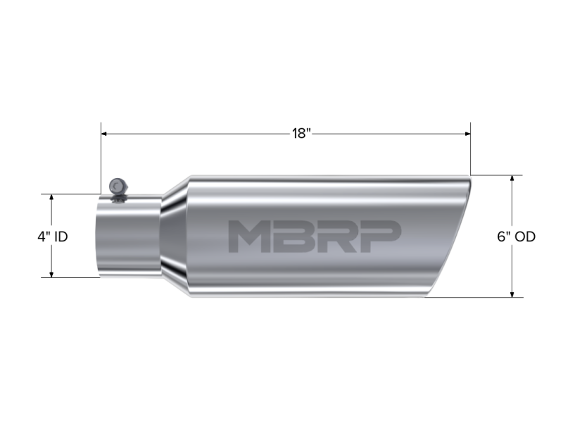 MBRP Stainless Steel Tip 6in OD 4in Inlet 18in Length MBRT5130 T5130 Photo - Close Up