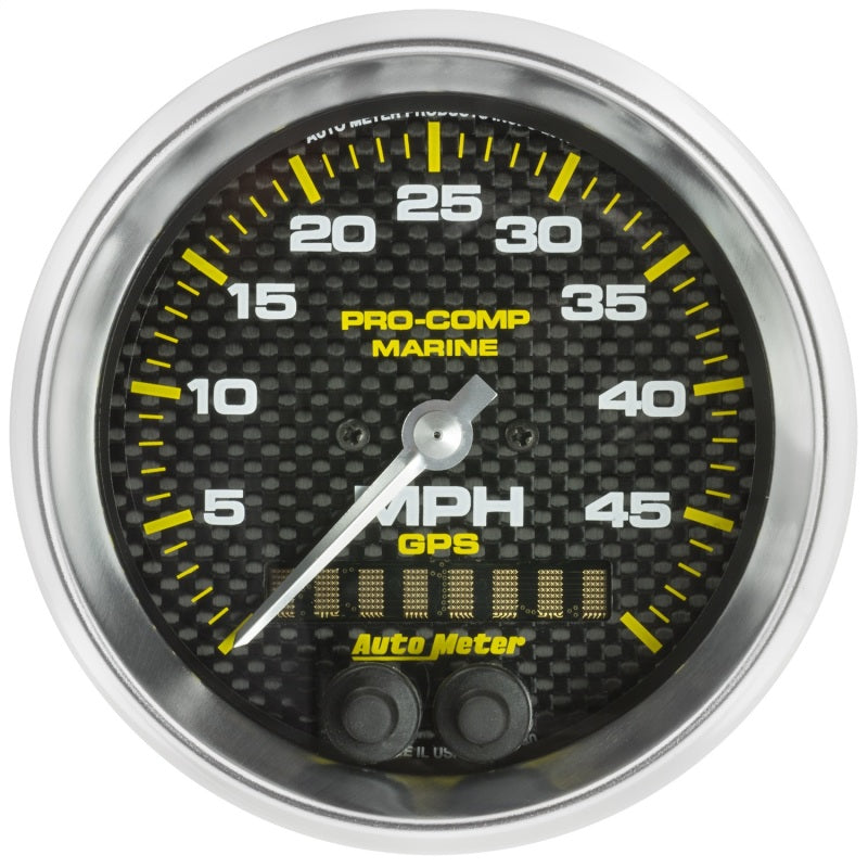 Autometer Marine Carbon Fiber 3-3/8in 50MPH GPS Speedometer Gauge 200635-40 200635-40 Photo - Primary