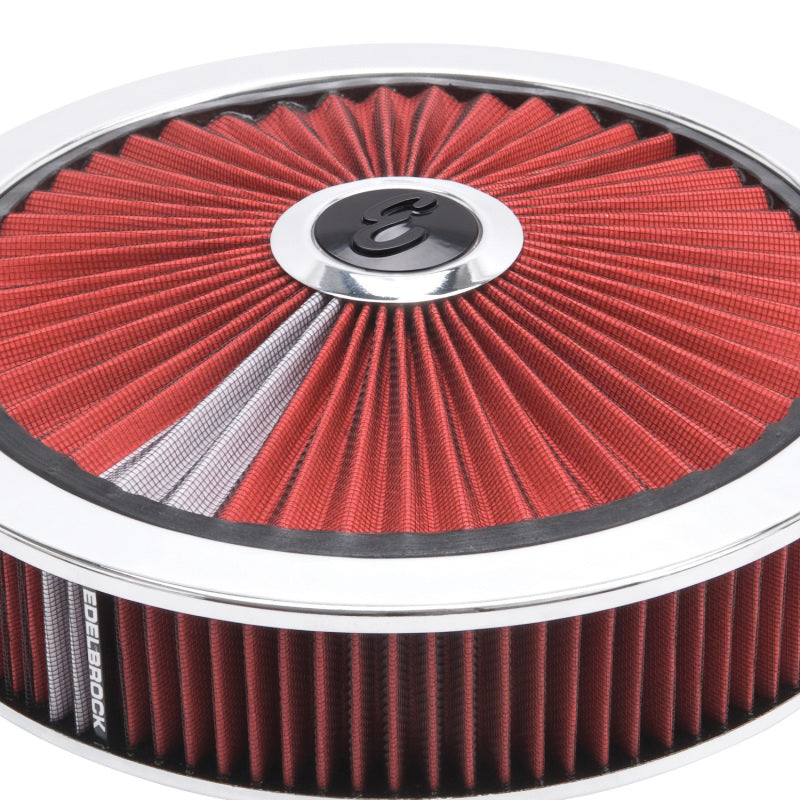 Edelbrock Air Cleaner, Pro-Flo High-Flow Series, Round, Filtered Top, Red Cloth 43660 Photo - Primary