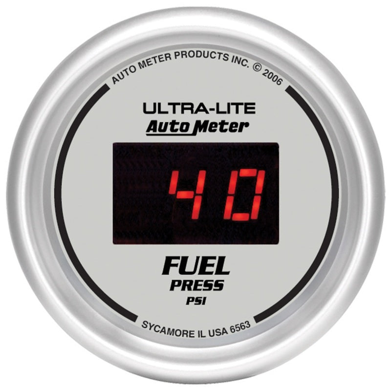 Autometer Gauge, Fuel Pressure, 2 1/16", 100psi, Digital, Silver Dial w/ Red Led 6563 Photo - Primary