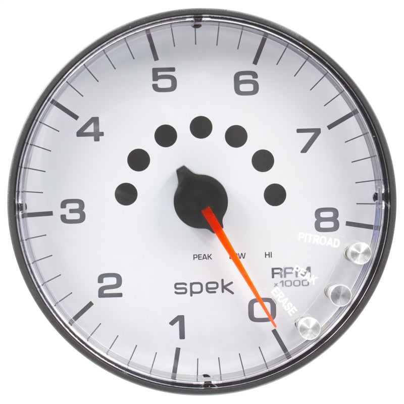 Autometer Spek-Pro Gauge Tachometer 5in 8K Rpm W/Shift Light & Peak Mem White/Black P238128 P238128 User 2