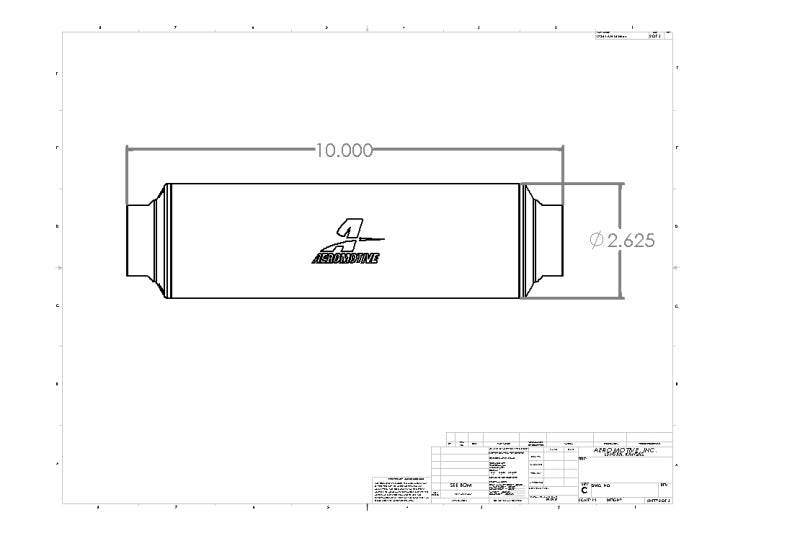 Aeromotive Filter Element 10 micron Microglass - Fits 12364 12664 12664 Technical Drawing