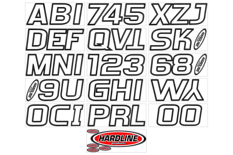 Hardline Boat Lettering Registration Kit 3 in. - 700 White/Black WHBLK700 WHBLK700 Photo - Primary