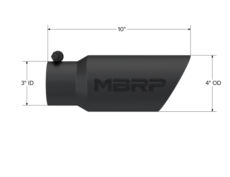 MBRP Universal Tip 4in OD 3in Inlet 10in Length Dual Wall Angled End Black T5156BLK Photo - Close Up