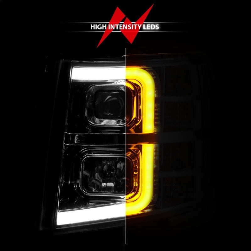 ANZO 2007-2013 Chevrolet Silverado 1500 Projector w/ Light Bar Chrome Housing w/ Sequential 111546 111546 Photo - Unmounted