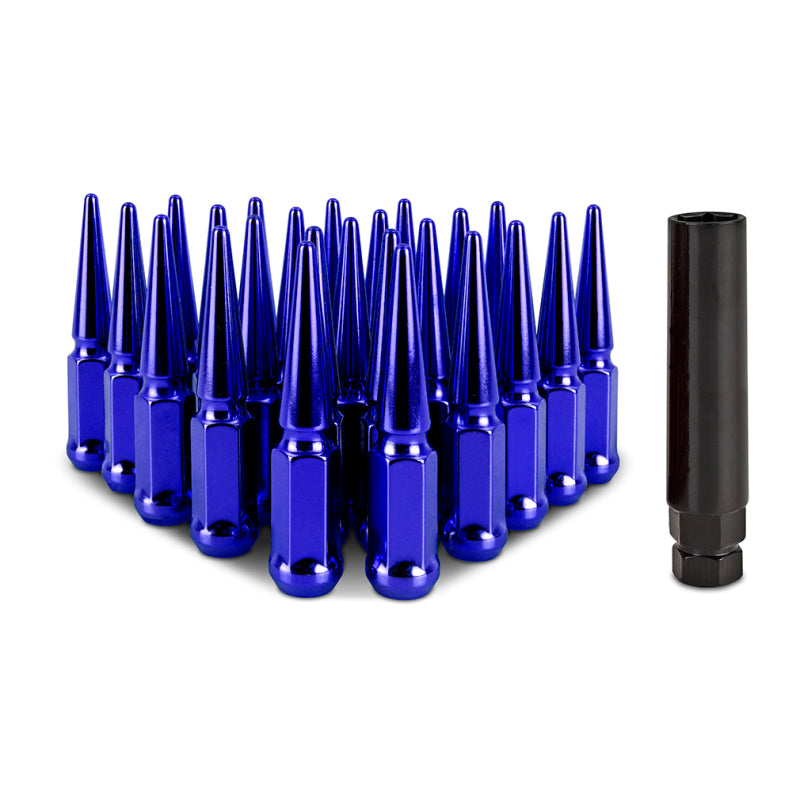 Mishimoto Mishimoto Steel Spiked Lug Nuts M12 x 1.5 24pc Set Blue MMLG-SP1215-24BL MMLG-SP1215-24BL Photo - Primary