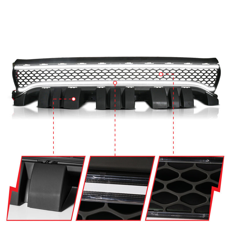 ANZO 15-23 Dodge Charger Black LED Grille w/ Initiation & Running Light/DRL Bar 901028 901028 Photo - Unmounted