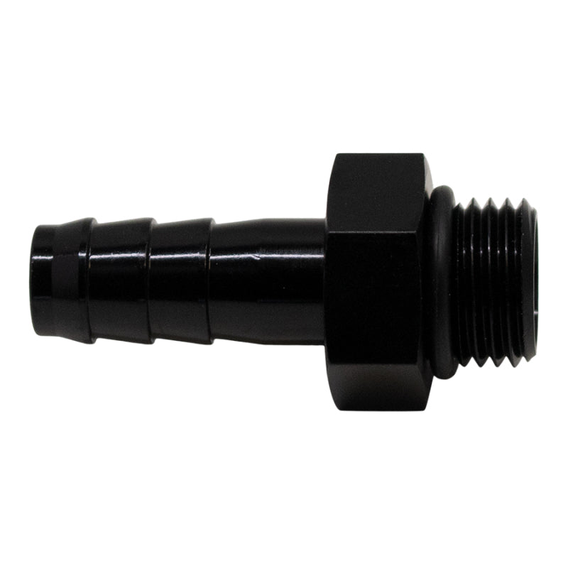 DeatschWerks 6AN ORB Male to 3/8in Male Triple Barb Fitting (Incl O-Ring) - Anodized Matte Black 6-02-0501-B 6-02-0501-B Photo - Primary