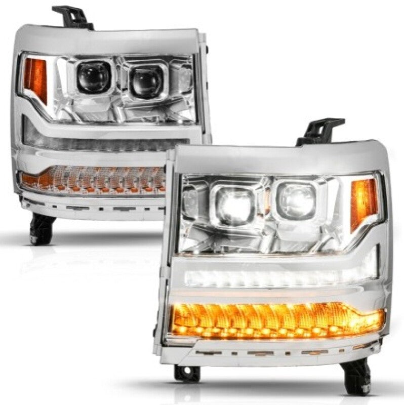 ANZO 16-18 Chevy Silverado 1500 (Factory HID Models ONLY) Full LED Proj Headlights Chrome - Pair 111623A 111623A User 1