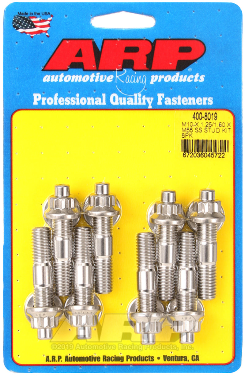 ARP M10 X 1.25/1.50 X 55mm Broached Stud Kit 8pcs 400-8019 Photo - Primary