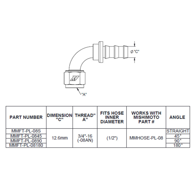 Mishimoto 180 Degree Push Lock Fitting - 8AN MMFT-PL-8180 MMFT-PL-8180 User 1