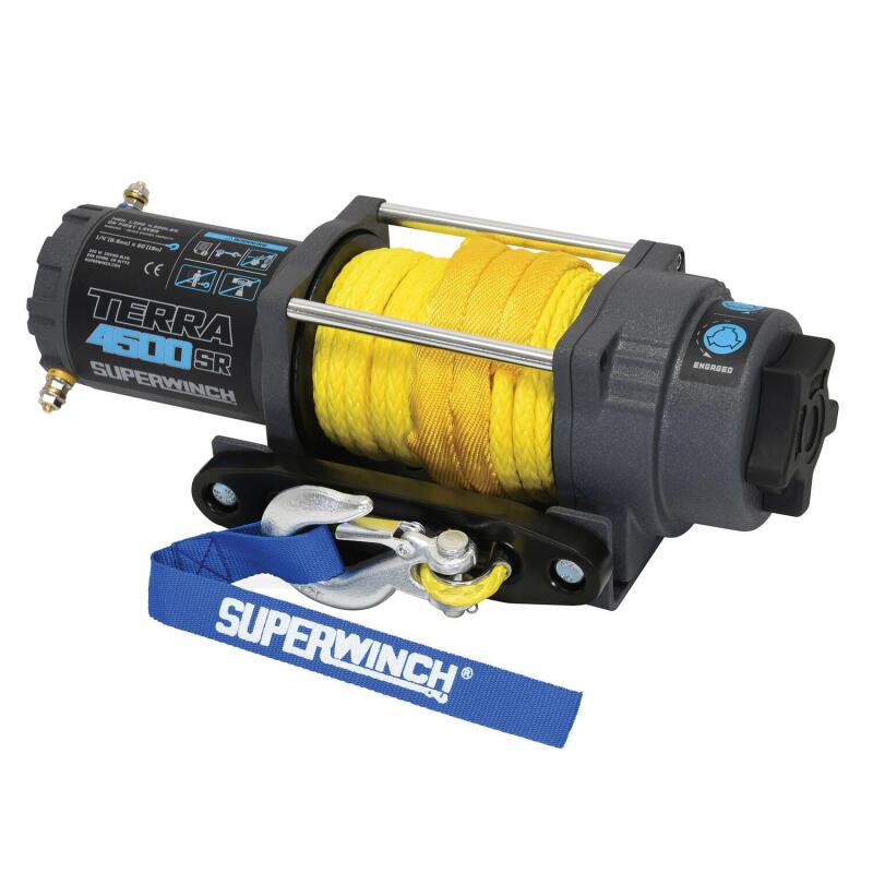Superwinch 4500 LBS 12V DC 1/4in x 50ft Synthetic Rope Terra 4500SR Winch - Gray Wrinkle 1145270 1145270 Photo - out of package