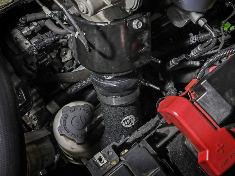 aFe 19-23 RAM Diesel L6-6.7L BladeRunner 3.5 IN Aluminum Cold Charge Pipe - Black 46-20619-B 46-20619-B Photo - Mounted